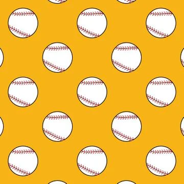Seamless baseball pattern with yellow backdrop. endless sports illustration 스톡 일러스트