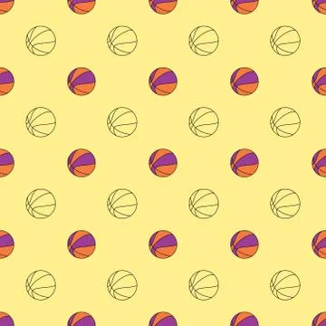 Seamless basket ball pattern. endless sports illustration. Stock Illustration