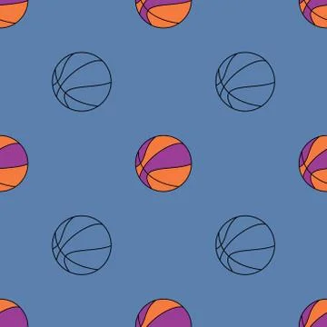 Seamless basket ball pattern. endless sports illustration Stock Illustration
