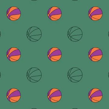 Seamless basket ball pattern. endless sports illustration Stock Illustration