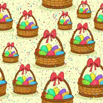 Seamless, Basket with Easter Eggs Illustrazione stock