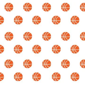 Seamless basketball pattern on white background Stock Illustration