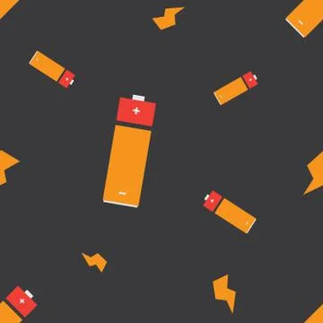 Seamless Battery And Lightning Pattern Stock Illustration