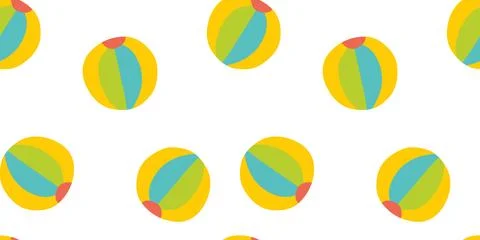 Seamless beach ball repeating background pattern. Flat Summer Toy in colors.. Stock Illustration
