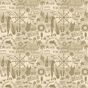 Seamless beach pattern. Stock Illustration