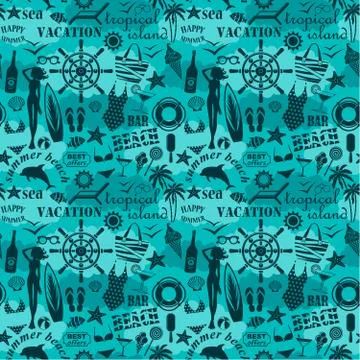Seamless beach pattern. Stock Illustration