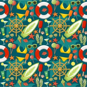 Seamless beach pattern. Stock Illustration
