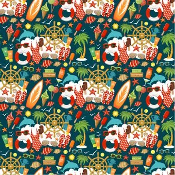 Seamless beach pattern. Stock Illustration