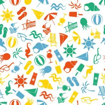Seamless beach pattern Stock Illustration