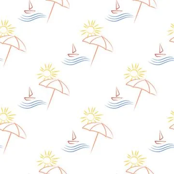 Seamless with beach umbrella Illustrazione stock