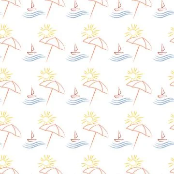 Seamless with beach umbrella Stock Illustration