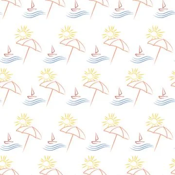 Seamless with beach umbrella Stock Illustration