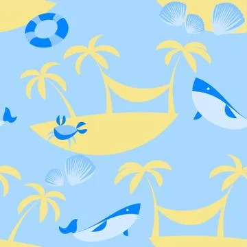 Seamless Beach Vector Pattern Illustrazione stock