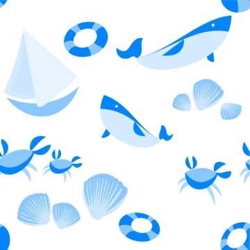Seamless Beach Vector Pattern Stock Illustration
