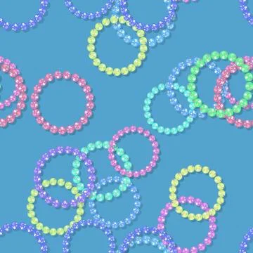 Seamless beaded bracelets pattern on blue Illustrazione stock