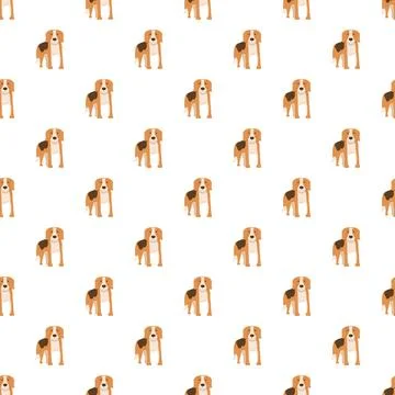 Seamless beagle dog pattern on white background Stock Illustration
