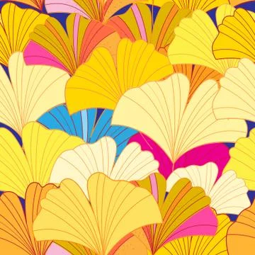 Seamless beautiful pattern of yellow gingko Stockillustratie