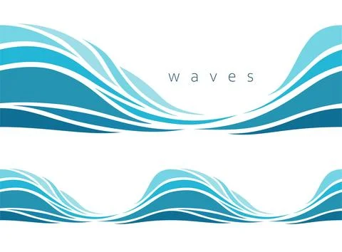 Seamless beautiful waves. Vector marine pattern. Illustrazione stock