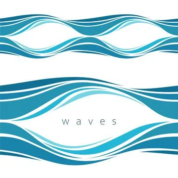 Seamless beautiful waves. Vector marine pattern. Illustrazione stock