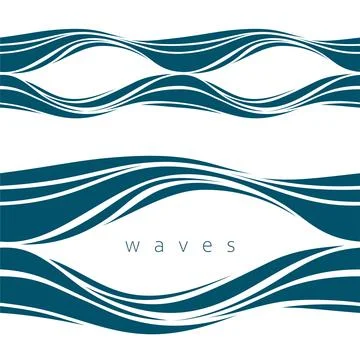 Seamless beautiful waves. Vector marine pattern. Stock Illustration
