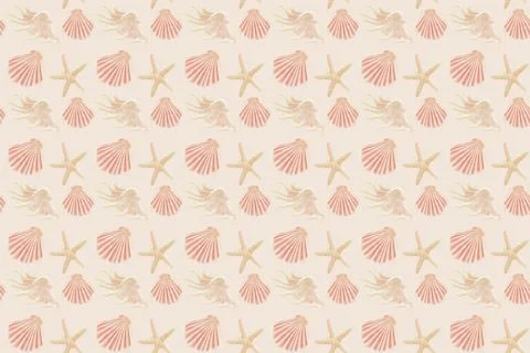 Seamless bedding pattern on the theme of the sea from the illustration of she Stock Illustration