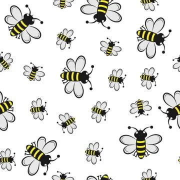 Seamless bee pattern for textiles, packaging and simple backgrounds. Stock Illustration