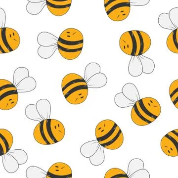 Seamless bee pattern for textiles, packaging and simple backgrounds. Stock Illustration
