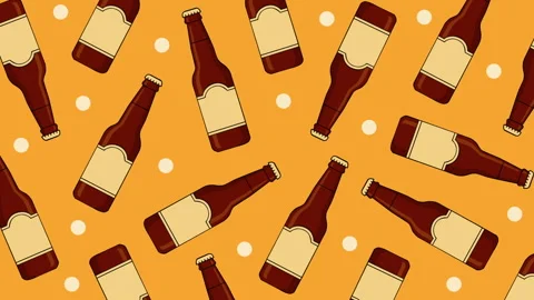 Seamless Beer Bottle Pattern on Bright Party Background Video stock 331729576