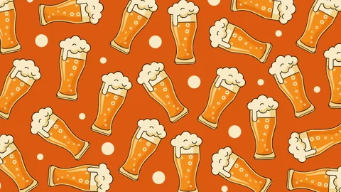 Seamless Beer Glass Pattern with Foam on Bright Background Video stock 331729763
