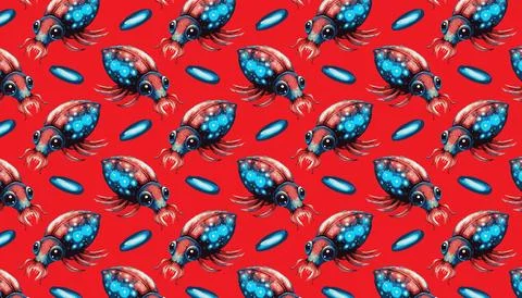 Seamless beetle pattern Stock Illustration