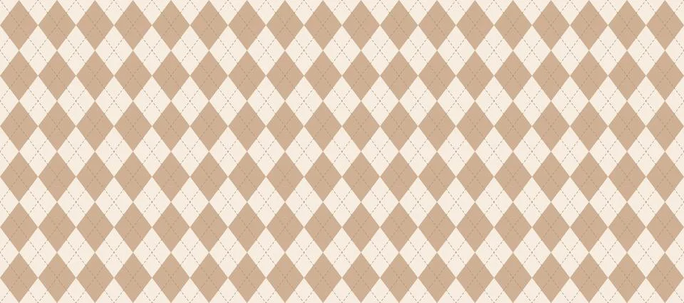 Seamless beige argyle pattern. Light brown rhombus repeated texture background Stock Illustration