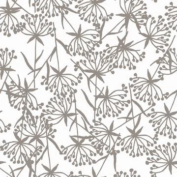 Seamless beige brown botanical pattern. Digitally hand painting floral Stock Illustration