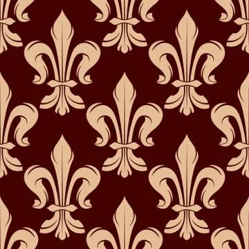 Seamless beige fleur-de-lis pattern Stock Illustration