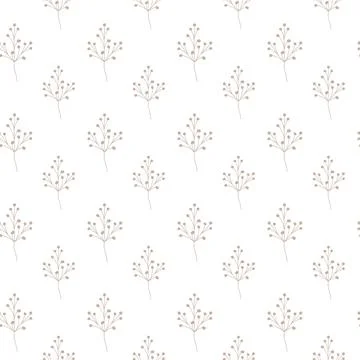 Seamless beige floral pattern on white background Stock Illustration