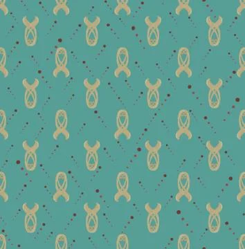 Seamless beige patterns, brown specks on a cyan background. Child's style design Stock Illustration
