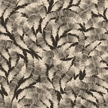 Seamless beige texture from randomly drawn lines by the handle on a brown Illustrazione stock