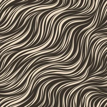 Seamless beige vector pattern on a brown background. Texture of smooth flowing Stock Illustration