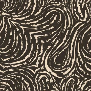 Seamless beige vector pattern of smooth and broken lines in the form of loops Stock Illustration