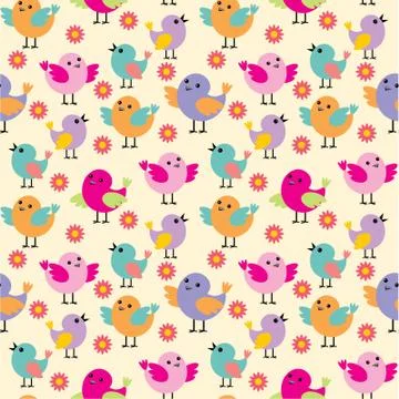 Seamless birds pattern Stock Illustration