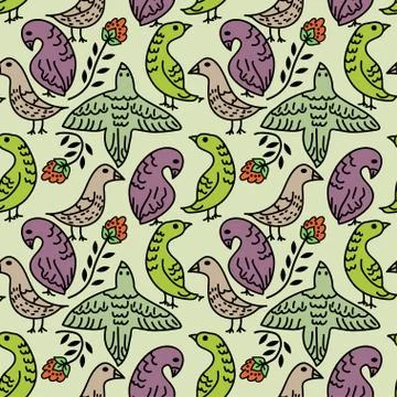 Seamless birds pattern Stock Illustration