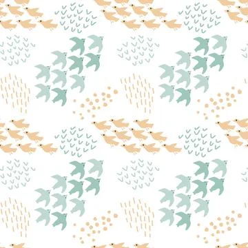 Seamless birds pattern Stock Illustration