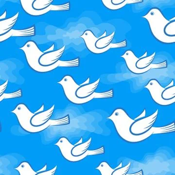Seamless with Birds in Sky Illustrazione stock