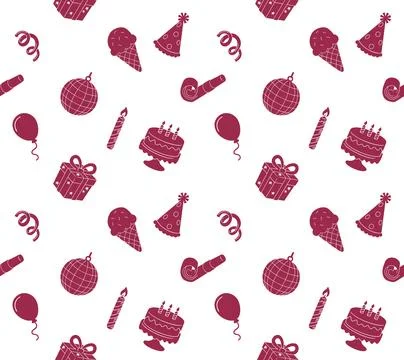 Seamless Birthday Party Pattern Print Background Stock Illustration