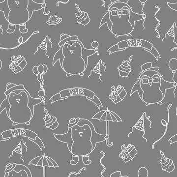 Seamless birthday party pattern in vector Stock Illustration
