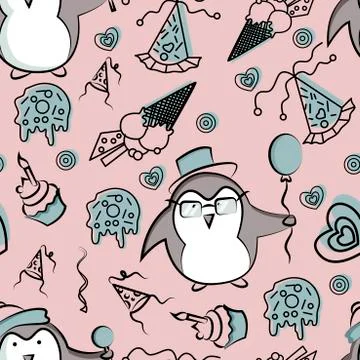 Seamless birthday party pattern in vector Stock Illustration