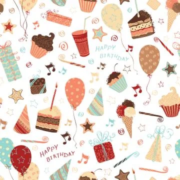 Seamless birthday pattern. Stock Illustration