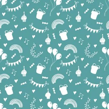 Seamless birthday pattern Stock Illustration
