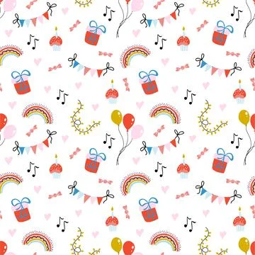 Seamless birthday pattern Stock Illustration