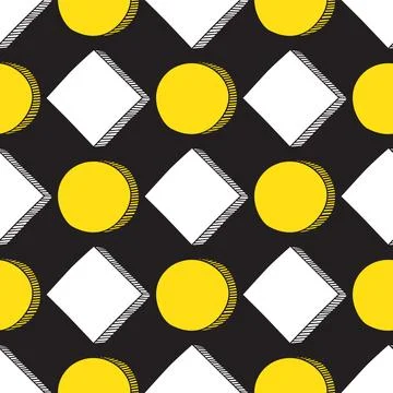 Seamless black and white and yellow vector illustration of a pattern Stock Illustration