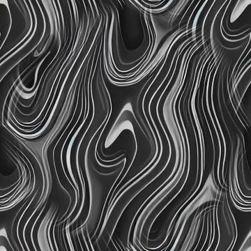 Seamless black and white background with watercolor. Patterns of liquid. Blac Stock Illustration